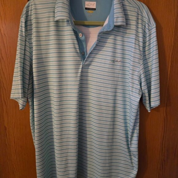 Greg Norman Shark Play Dry Men's Short Sleeve Polo Golf Shirt Striped Size XL - Picture 1 of 5
